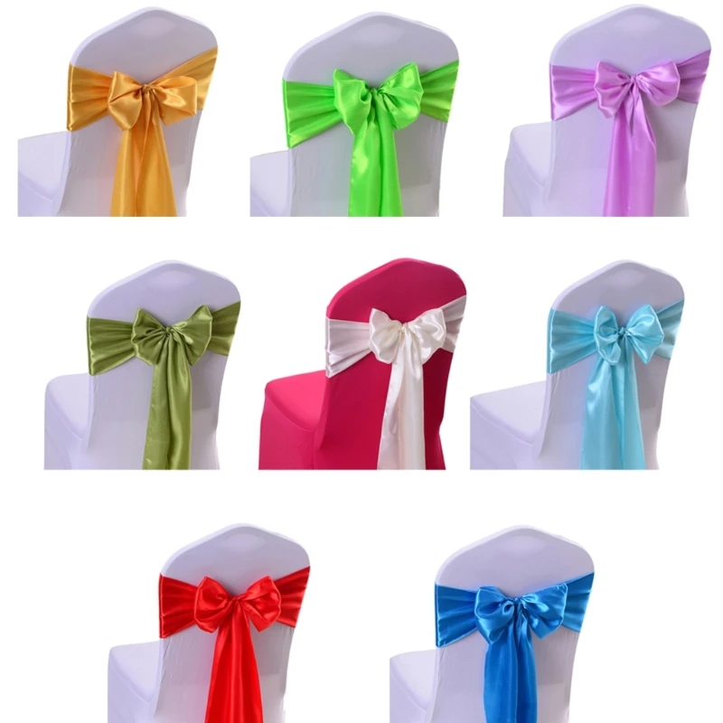 H55A 5Pcs Stretch Chair Sashes Wedding Sashe Chair Decorations Chairs Bow Band Belt