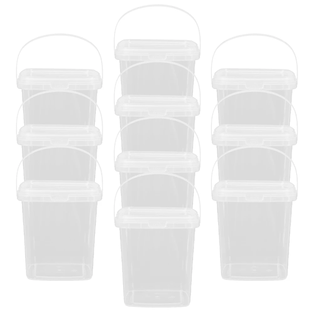 

10pcs Ice Cream Bucket Storage Container Transparent Tub Homemade Reusable Containers With Lids Non Stick Smooth Kitchen