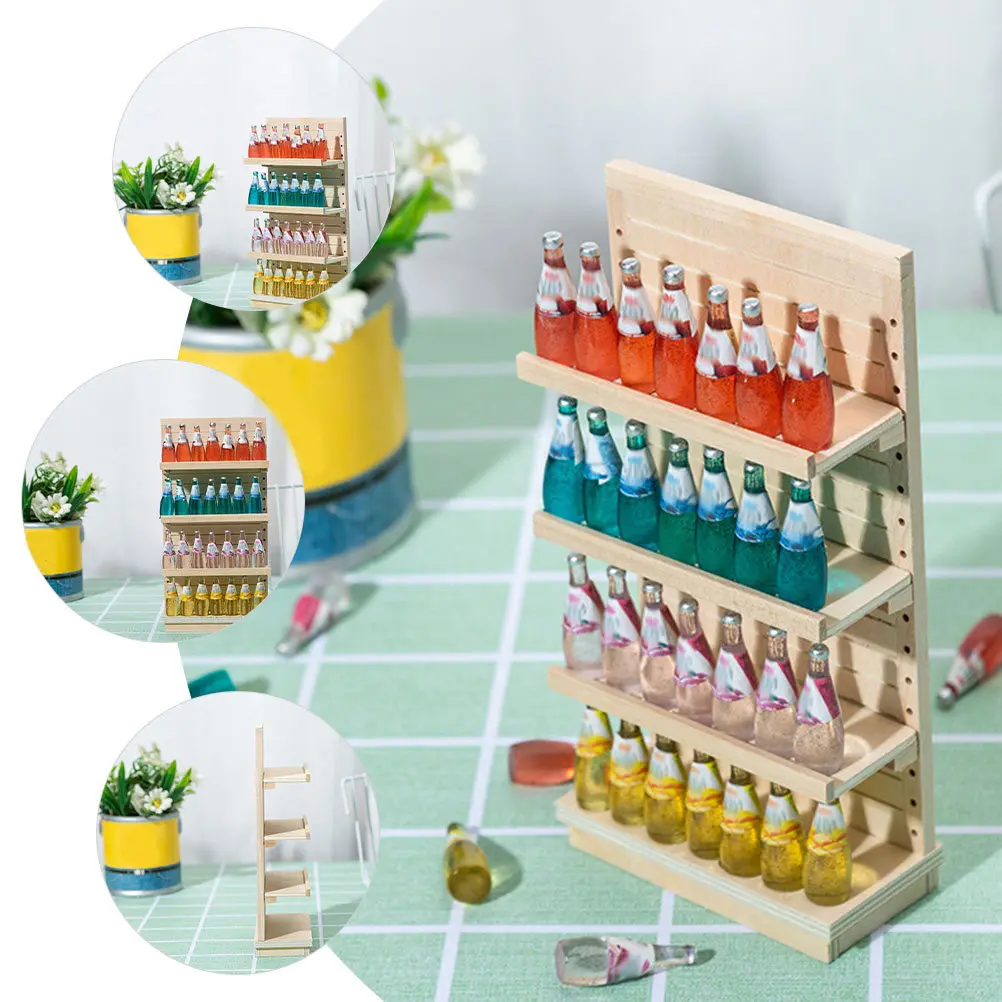 Wooden Simulation Miniature Cabinet Imitation Display Rack Mini House Furniture Decoration Simulation Wooden Cabinet Model