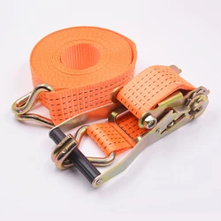 1PC Adjustable Secure Tie-Down For Safe Luggage Transport Heavy-Duty Car And Truck Front Cargo Ratchet Strap With Metal Buckle