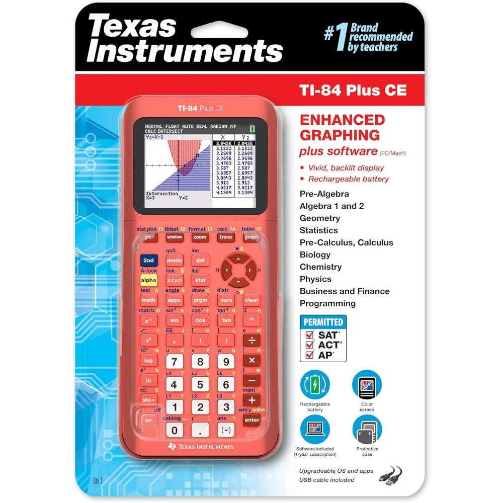 CE Color Graphing Calculator, Coral (Metallic)，Study Specific Scientific Calculator