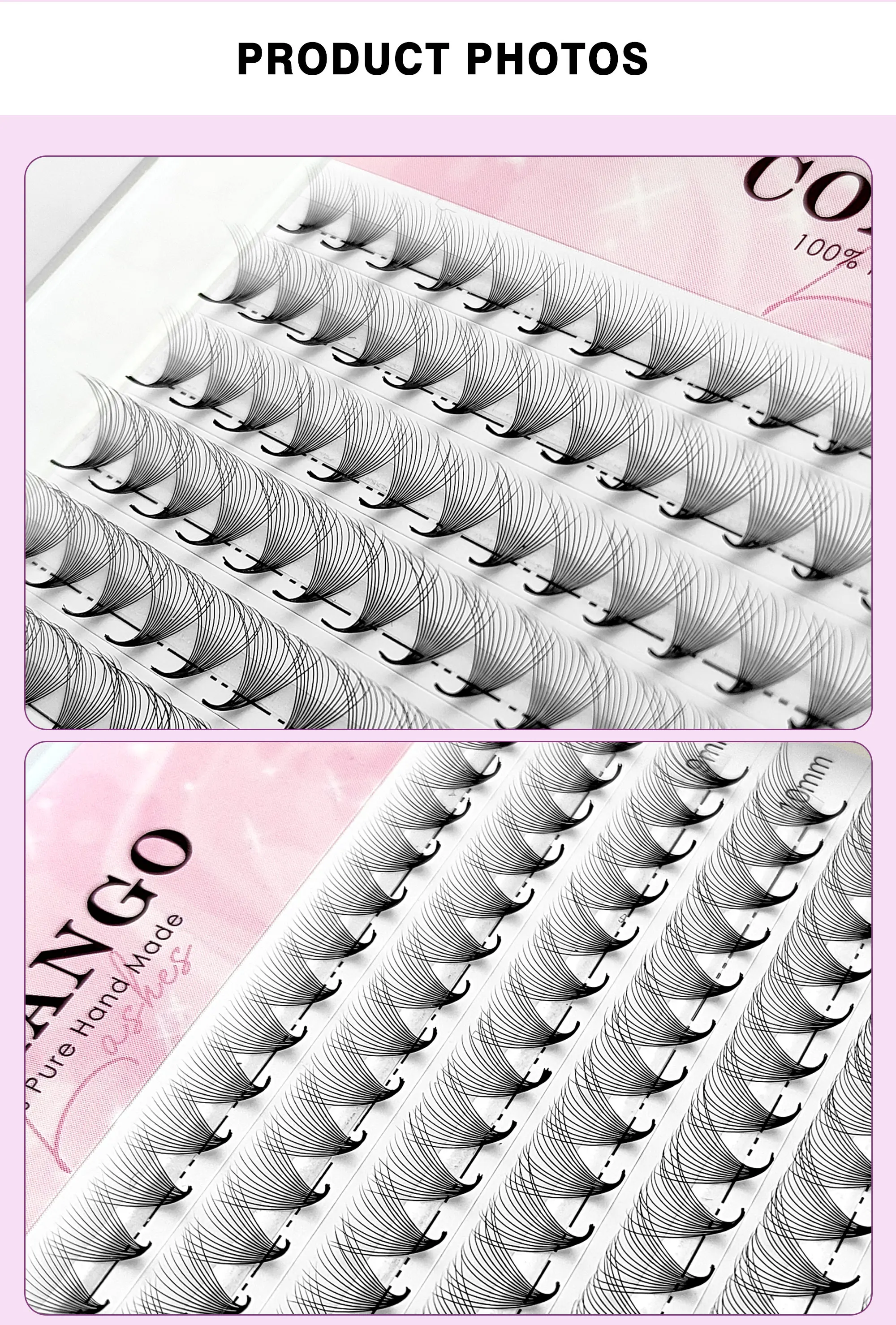 CoMango 300 Stück vorgefertigte Volumenfächer 3D/6D/10D/12D/14D/16D 0,05/0,07 mm weiche, leichte Wispy Wimpernverlängerungen Mix Tray – Detail 9