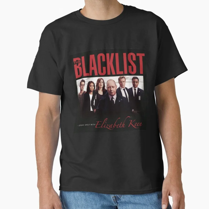 

Speak only with Keen Red Reddington The Blacklist Retro tv series 100% cotton printed t shirt for men large size tops S-6xl
