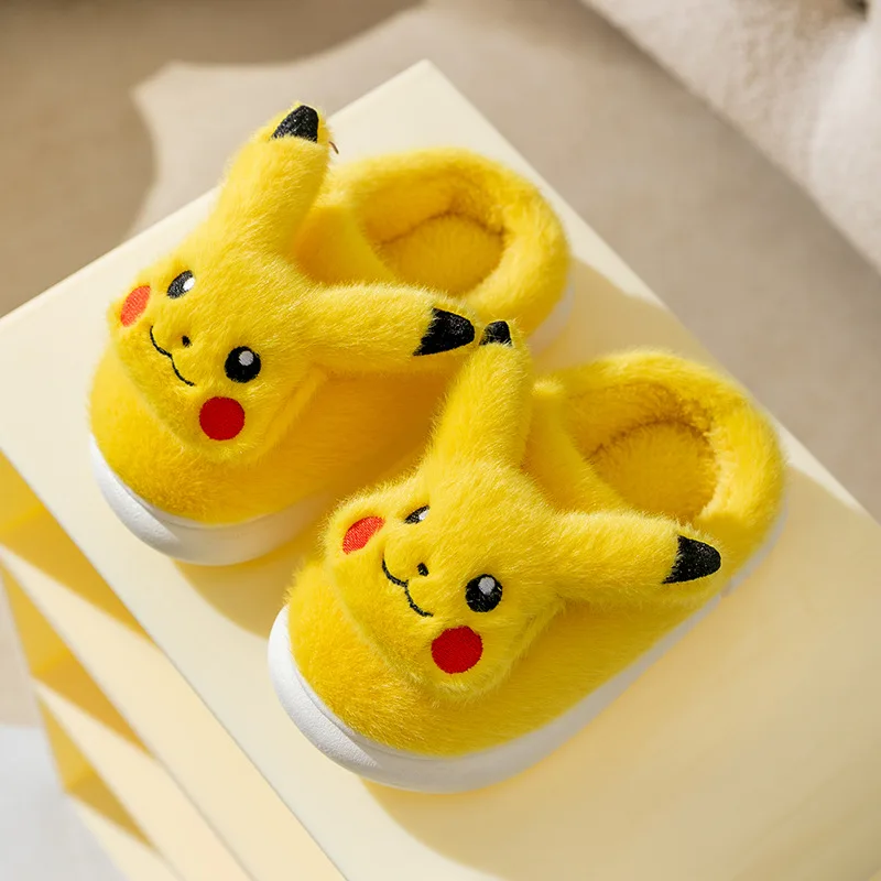 

Cute Cartoon Pokemon Pikachu Cosplay Slippers For Kids Childrens Girls Winter Warm Home Plush Indoor Slippers Christmas Gift