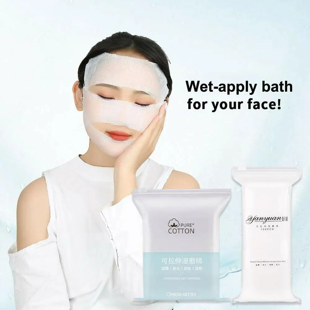 Almohadilla de algodón de compresión húmeda, mascarilla estirable, vendaje de papel, almohadilla desmaquillante fina limpia y sanitaria para hidratación Facial F7Y2