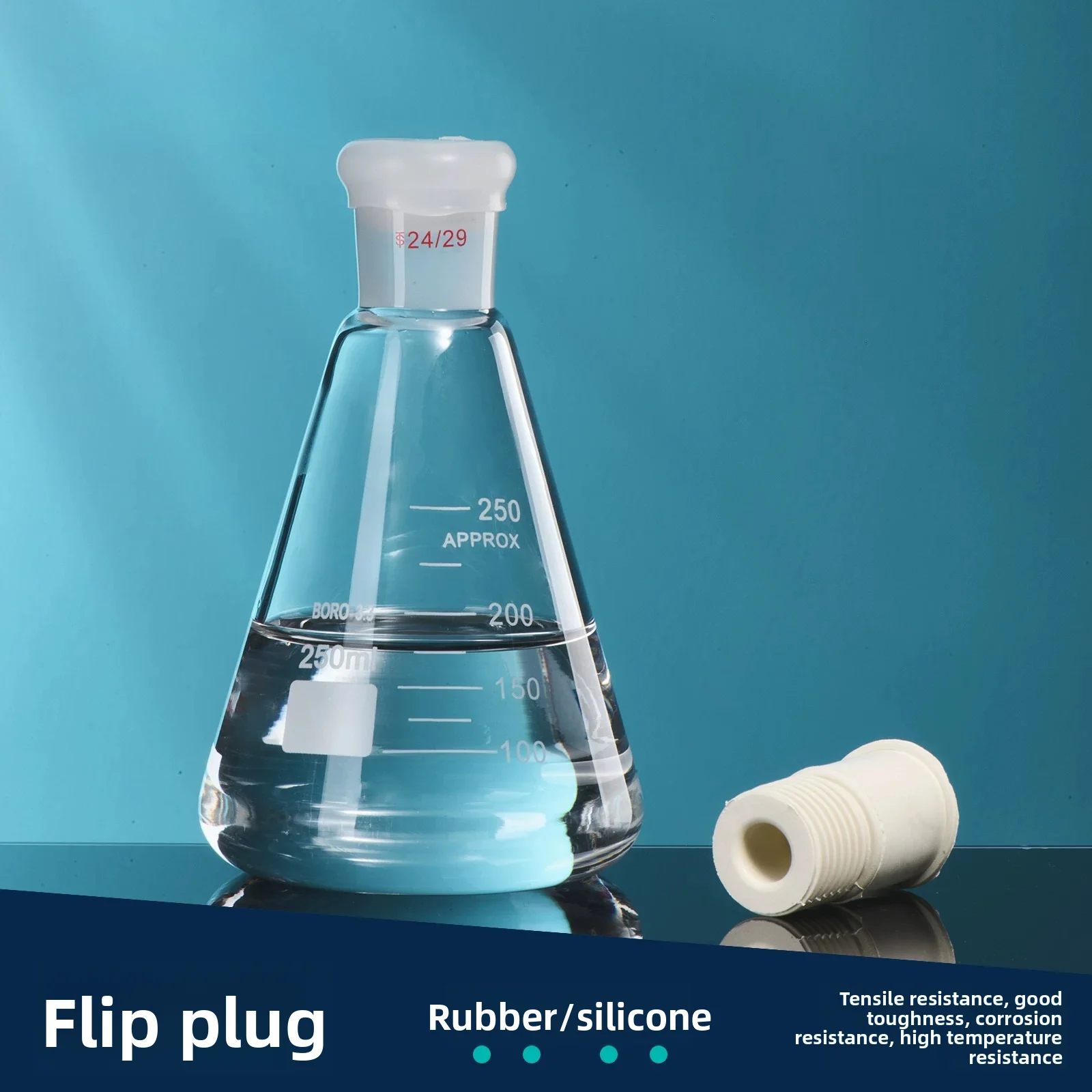 100Pcs White Rubber Lab Stoppers with Flip-Top & Screw Thread–High Elasticity Sealing Plug for Flasks,Test Tubes&Reagent Bottles