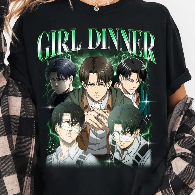 Camisetas de Levi Ackerman, Camisetas Unisex de Ataque a los Titanes, Camisetas de Anime y Manga, Camisetas Casuales de Algodón Puro para Todas las Temporadas
