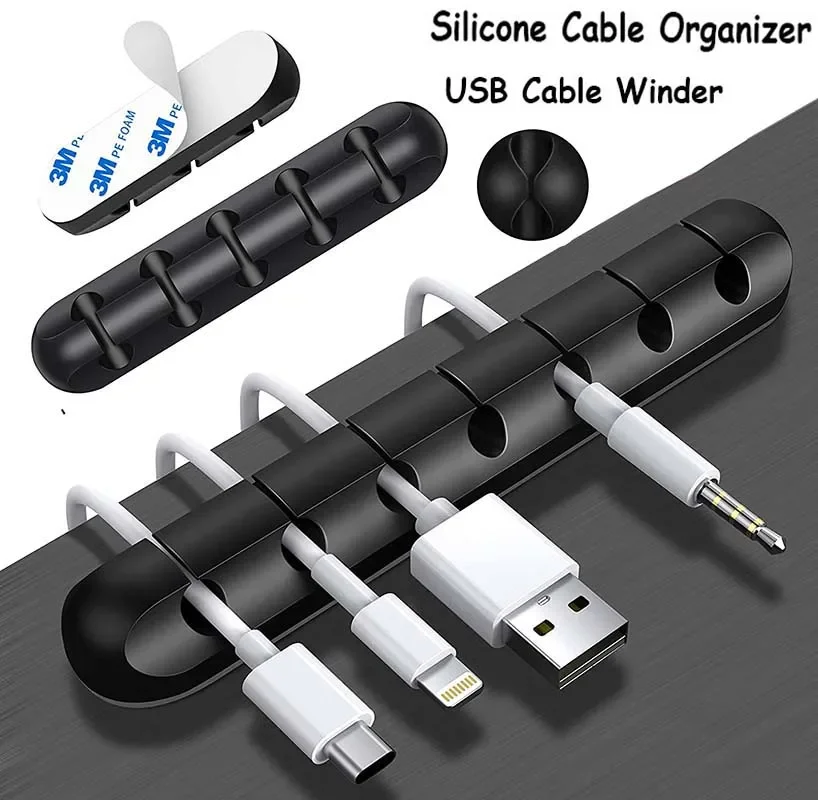 Silicone Cable Organizer USB Cable Winder Desktop Tidy Management Clips Cable Holder for Mouse Headphone Wire Organizer