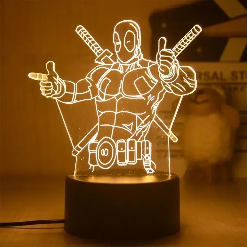 Thor Anime Figure Lights 3D LED Lamp Ironman Disney Action Figures Children Bedroom Lamp LED Toys Model Decor Gift for Kids