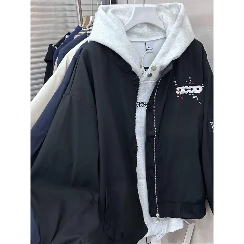   Jaet – vêtements d'extérieur légers brodés pour hommes et femmes, coupe ample, tendance, polyvalents, couleur américaine