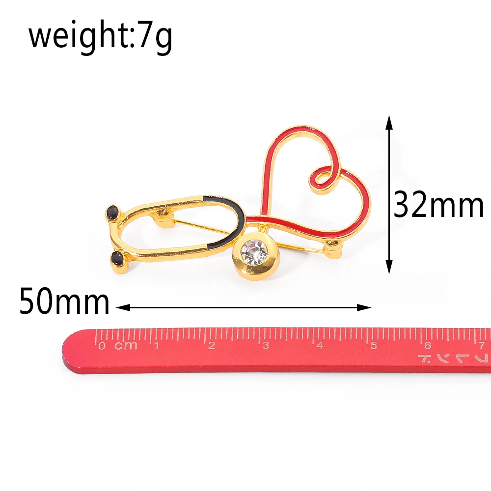 Fashion Medical Medicine Brooch Pin Stethoscope Electrocardiogram Heart Shaped Pin Nurse Doctor Backpack Lapel Jewelry Gifts