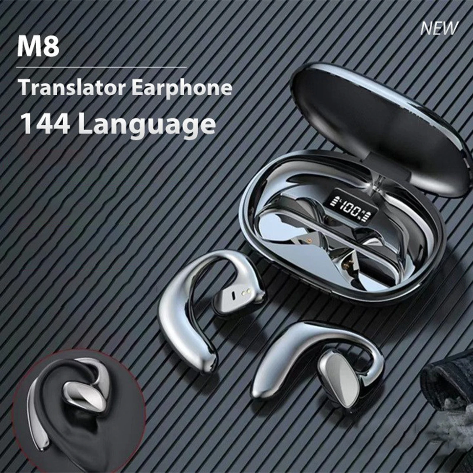 

Language Translator Earphones with 144 Languages Waterproof Rechargeable Universal Easy Connection Real Time Translator Earbuds