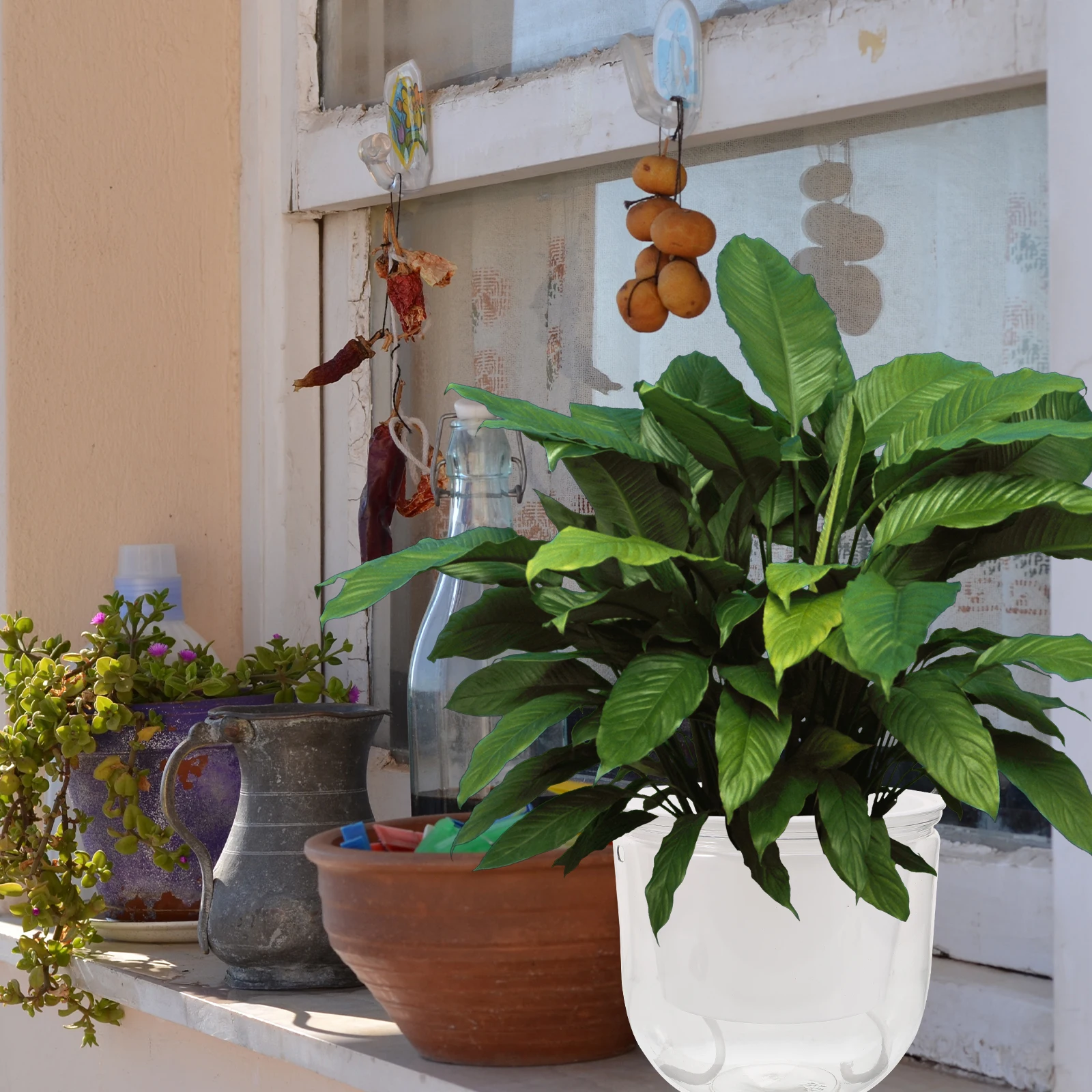 

Resin Flower Pot Self Watering Planter Indoor Hanging Outdoor Decorative Vase Balcony Garden Yard Plants Drainage Baskets