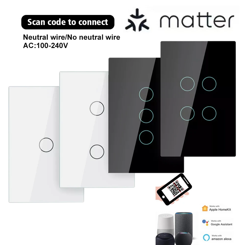 Matter Smart Switch Supports Direct Connection to Alexa, Google Voice Assistant, HomeKit Home Light Switch