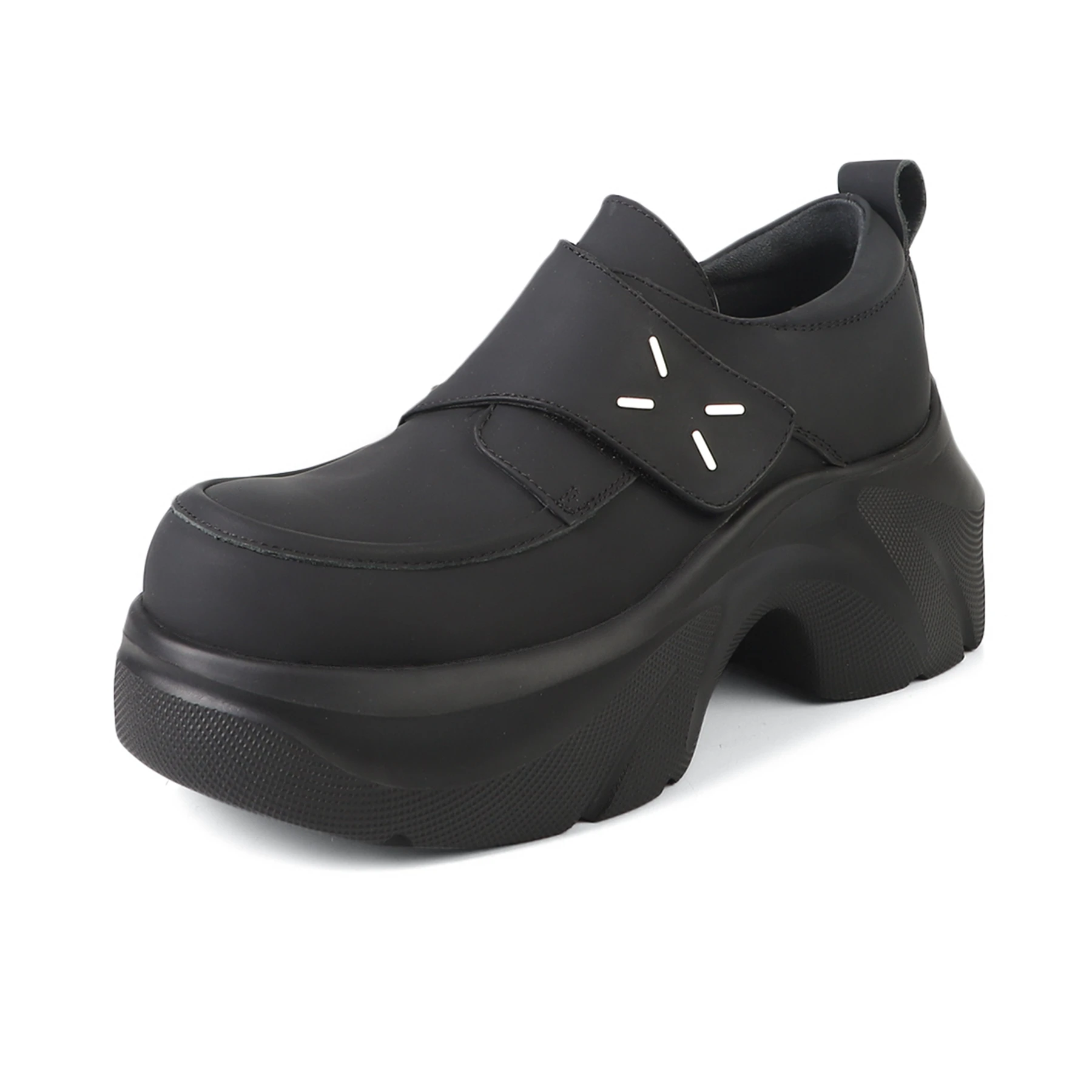 Krazing Pot Cow Leather Thick Bottom Concise Casual Shoes Spring Fall Fashion Sneakers Elegant Comfort Women Vulcanized Shoes