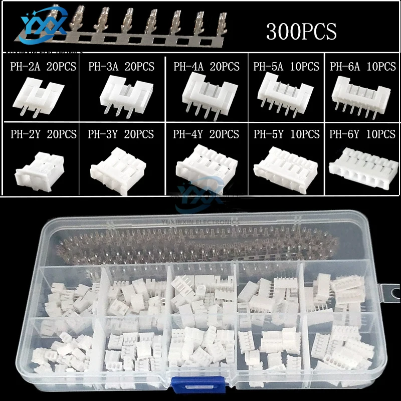 

460PCS PH2.0mm Connector Housing and Terminal Kit 2P 3P 4P 5P 6P Crimp Plug Set for Wire Cable Boxed Assortment