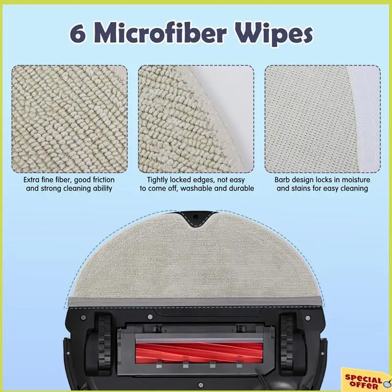 

A35R Accessories Kit Replacement Compatible For Roborock Q7+ / Q7 Max+ Robot Vacuum, Main Brush, Mop Cloth Pads,Vacuum Bags