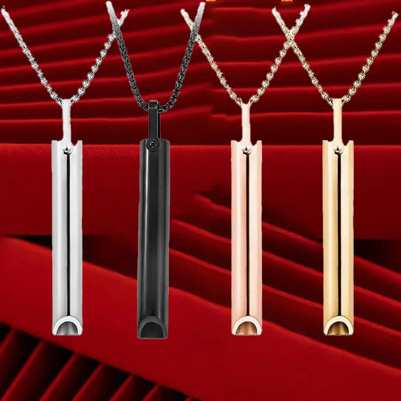 New Stainless Steel Breathlace Necklace Quit Smoking Anxiety Relief Anti Vaping Necklace Breathing Necklace for Anxiety Mindful
