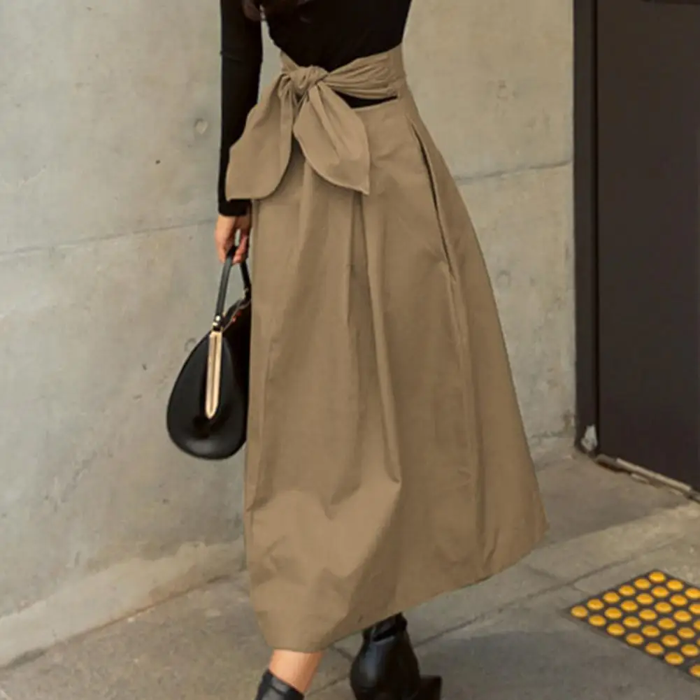 Solid Color Midi Skirt Women Summer Skirt High Waist A-Line Skirt for Women Ankle-Length Skirt faldas larga التنانير الطويلة