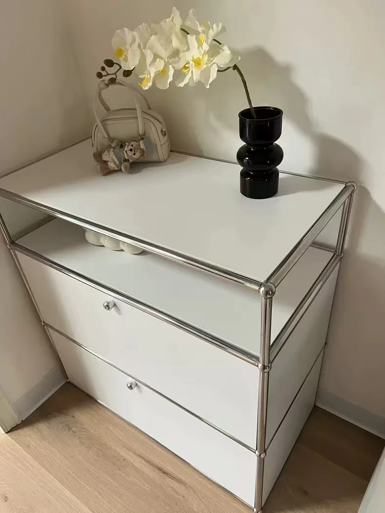 Living room bedroom storage cabinet coffee table steel modular storage bedside sideboard