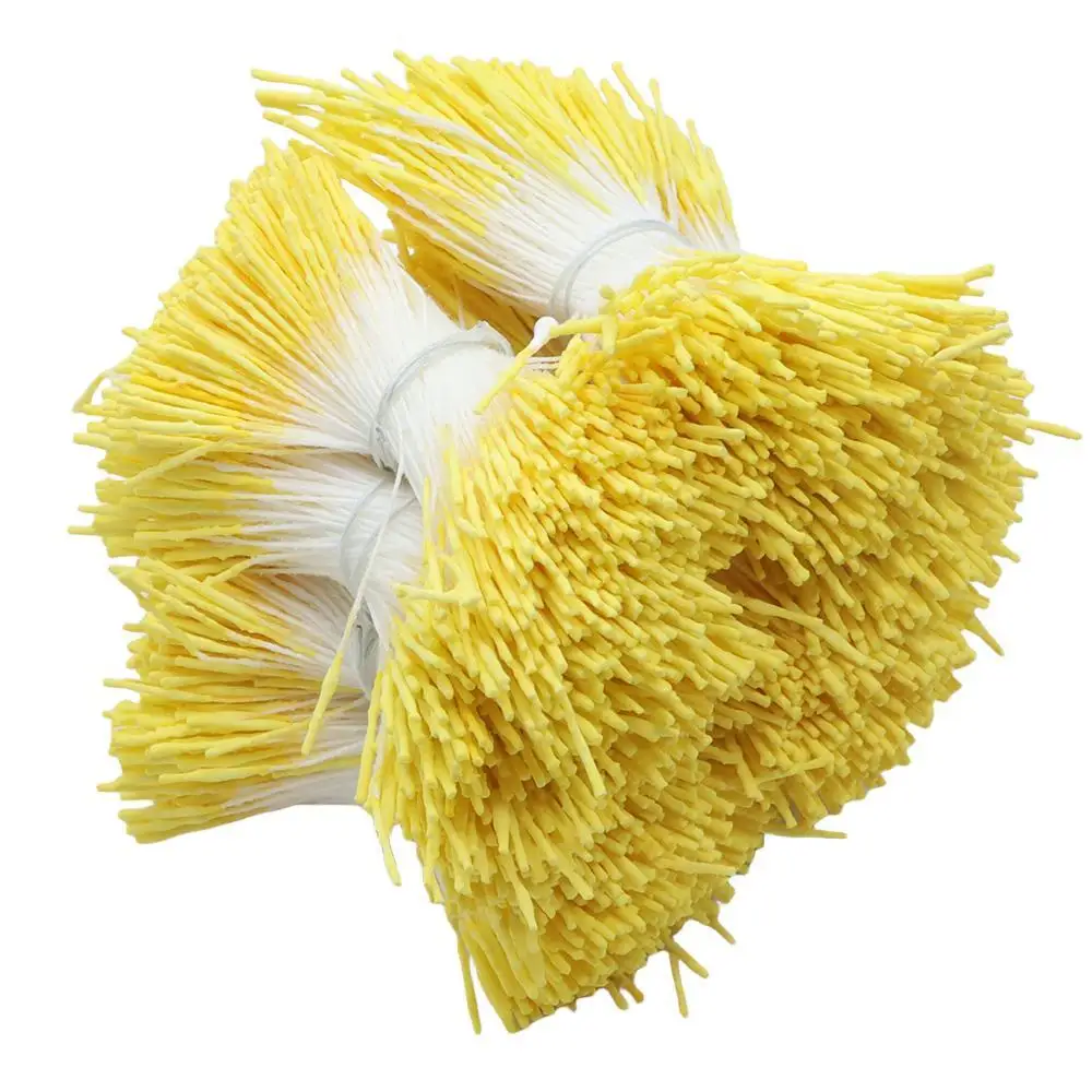 4000pcs/Lot 10 Bunches 400pcs/Bunch Yellow Long Stamens Double/Single Heads 1mm Artificial Flower Stamen DIY Cake Decoration