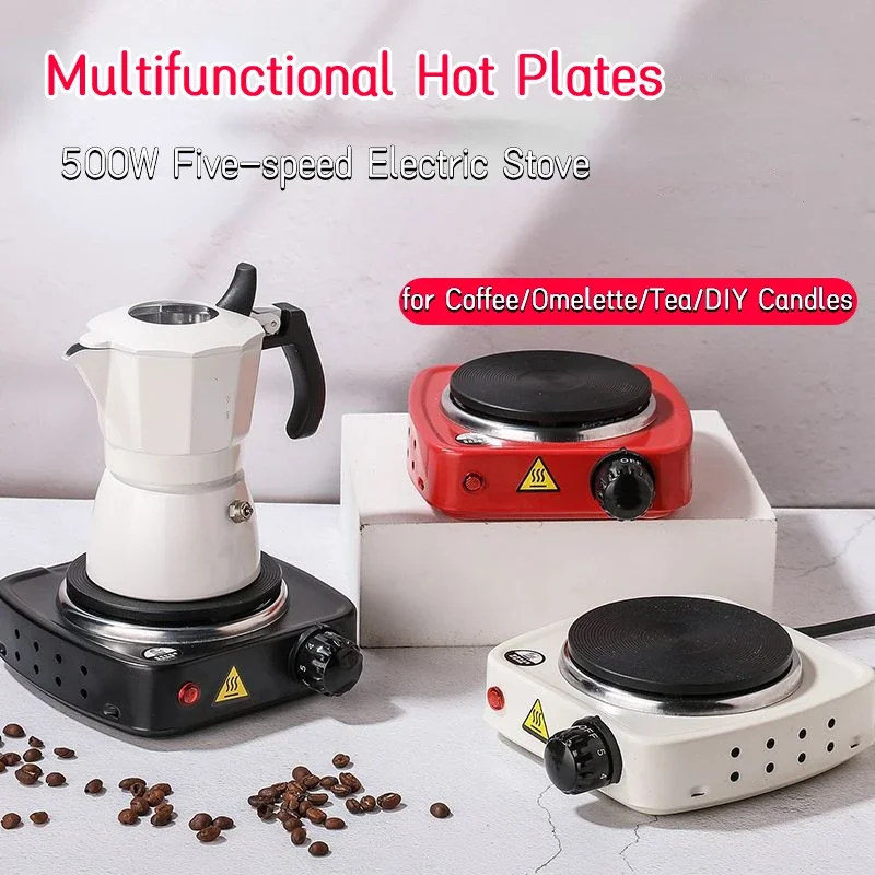 Estufa eléctrica portátil de hierro fundido, calentador de té de 500W, placa caliente para cocina, Mini quemador de calefacción de temperatura ajustable para cafetera