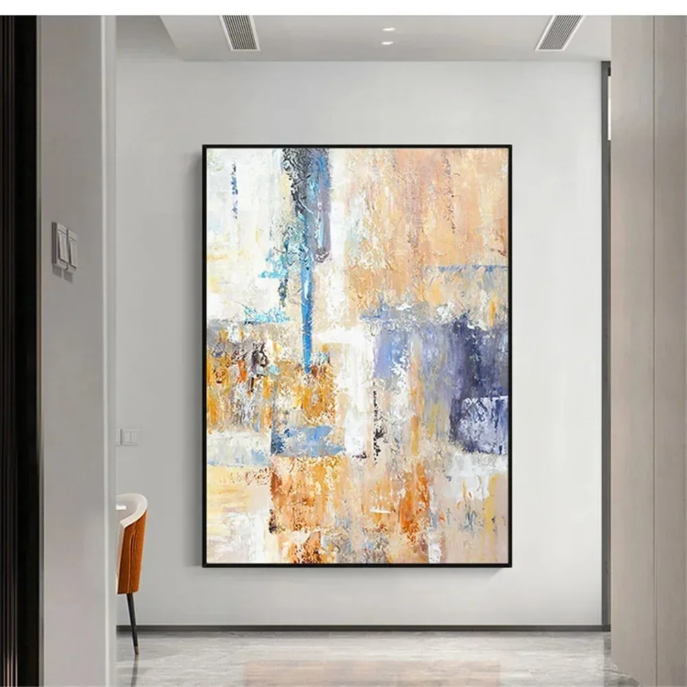 Hand-Painted Abstract Texture Oil Painting On Canvas Colorful Palette Knife Painting For Home Wall Decor Abstract Mural Picture