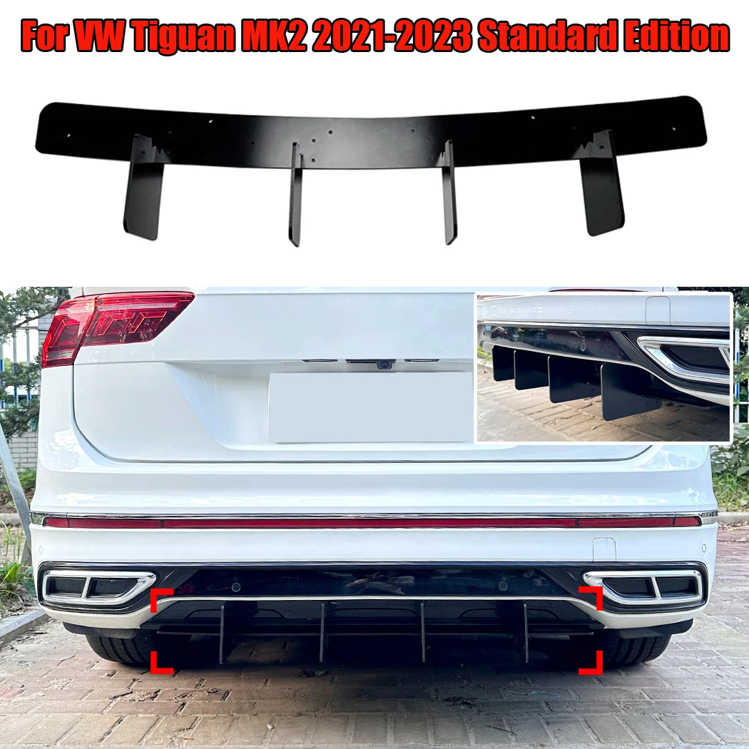 

For VW Tiguan MK2 2021-2023 Standard Edition Car Shark Rear Bumper Spoiler Lip Protection Diffuser Deflector ABS rear spoiler