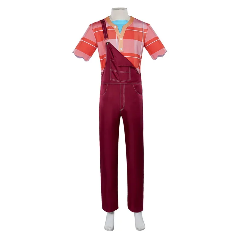 Anime Wreck It Ralph Cosplay Costume T-shirt Top and Overalls Set Halloween Masquerade Carnival Party Costume For Men Women