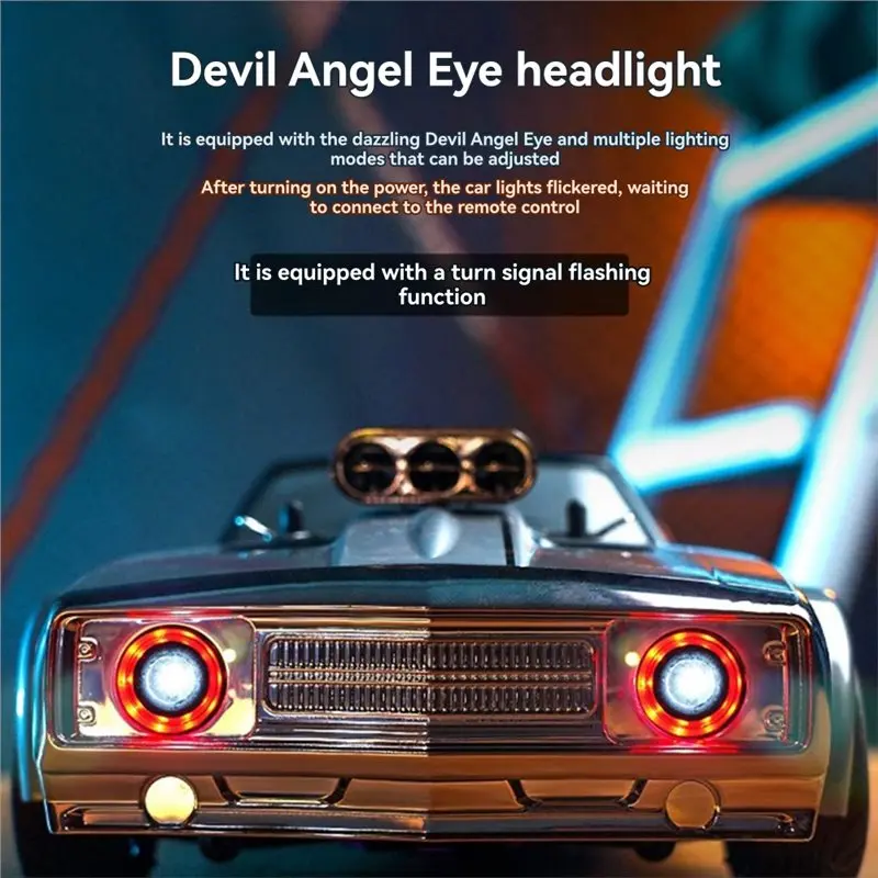 YSUN-Remote Control 1/16 Scale 4WD Drift Car 2.4Ghz 35Km/H RC Racing Car Featuring 7-Mode Angel Eye Headlights A
