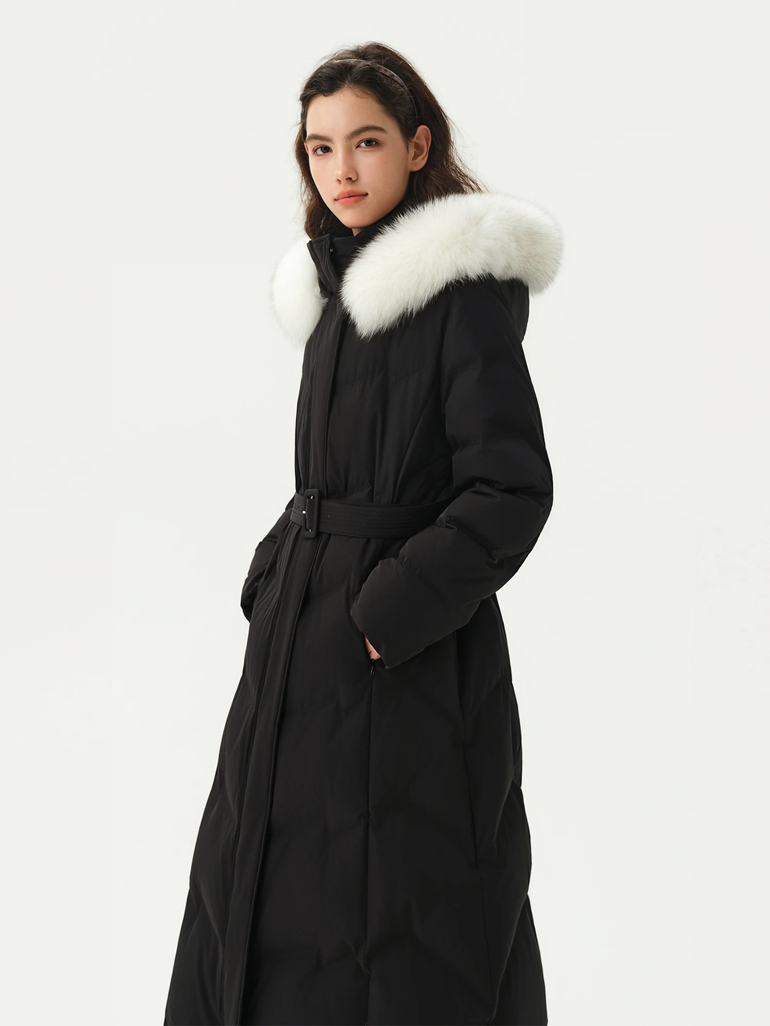 DUSHU Plus Size Mountain Ridge Down Jacket Women Stand Collar Hooded Long Puffer Coat 2026 Winter New Windproof Warm Outerwear