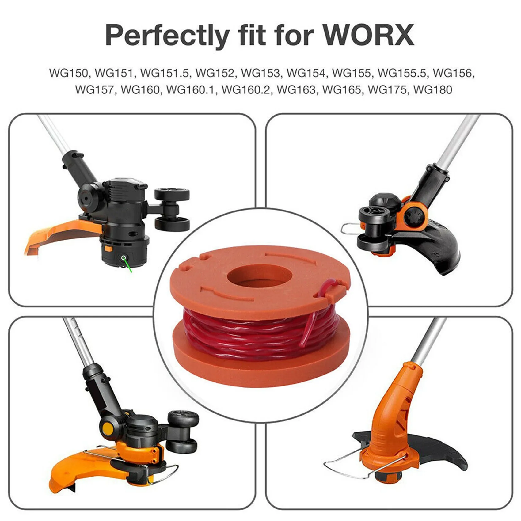 FLYY-18 Pack Ersatzspule für Rasentrimmer, 16 Pack Spulen und 2 Kappen, Rasenmäher-Zubehör für WORX – Detail 3