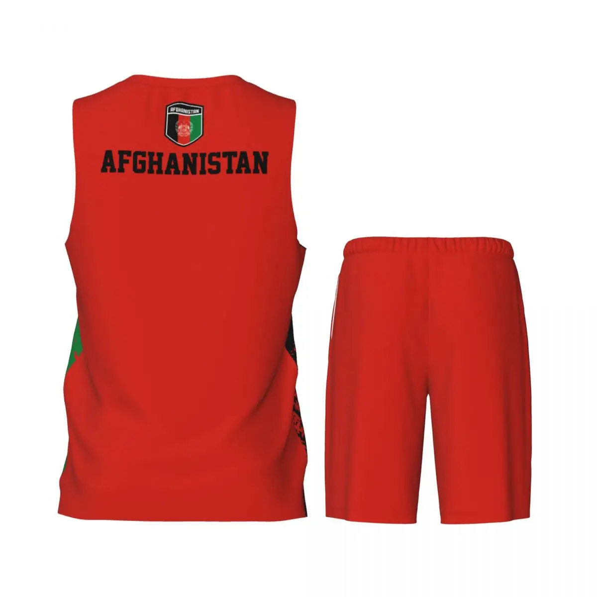 Team-up Afghanistan Flag Grain Men Basketball Set Shirt & Pants Sleeveless Custom Name Nunber Exclusive 3