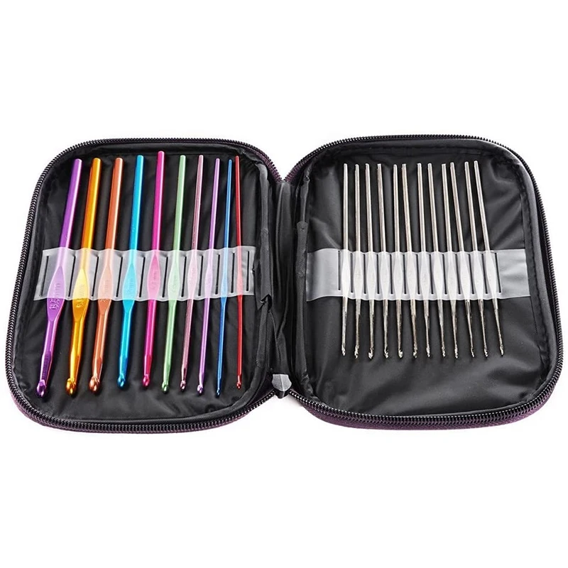 Crochet Needles Set Handle Hooks Knitting Tools with Bags 22