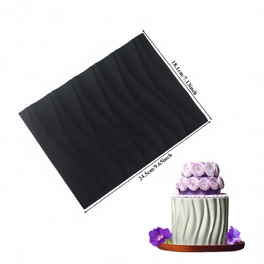 Non Stick Silicone Texture Pad For Cake Decoration Mousse Edge Embosser Black Fondant Baking Mold Kitchen Culinary Supply Mat