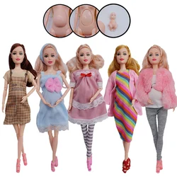 Muñecas embarazadas de juguete educativo para niños con dos bebés y zapatos aleatorios, accesorios, ropa de moda, regalo para juegos de Barbie