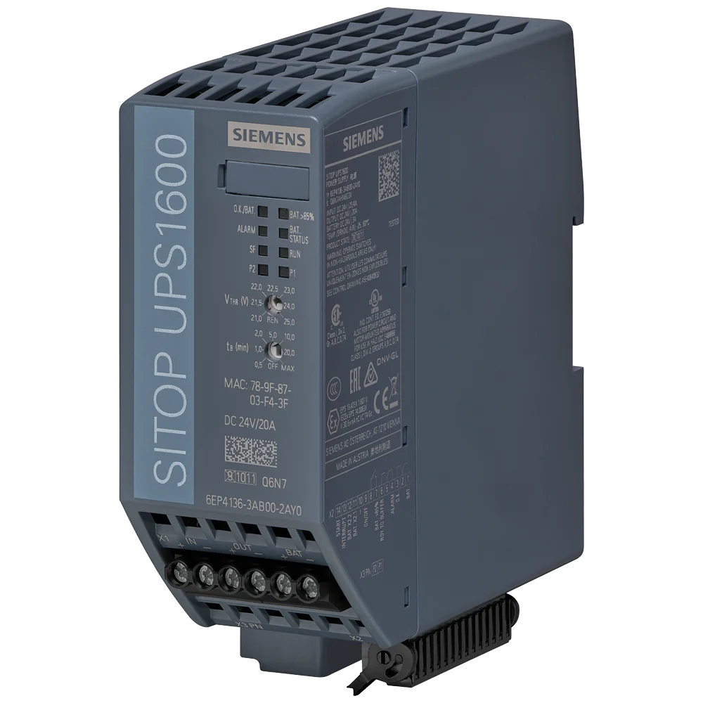 Uninterruptible power supply SITOP UPS1600, DC 24 V/20 A, with IE/PN 6EP4136-3AB00-2AY0