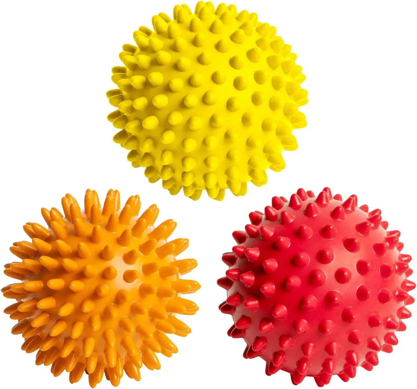 

3-in-1 Spiky Massage Balls Set - Firm, Medium & Soft for Feet, Back, Hands, Plantar Fasciitis Relief