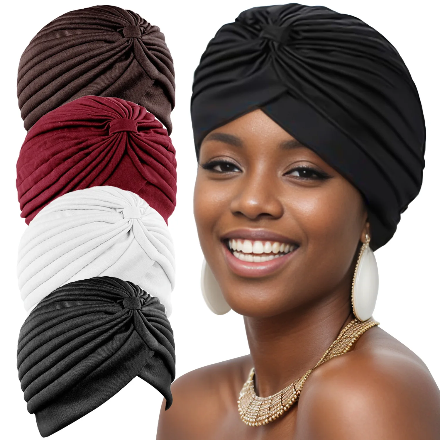 Le donne brillano argento oro nodo Twist turbante autunno inverno caldo fasce Cap 2020 cappelli indiani femminili copricapo Casual Streetwear