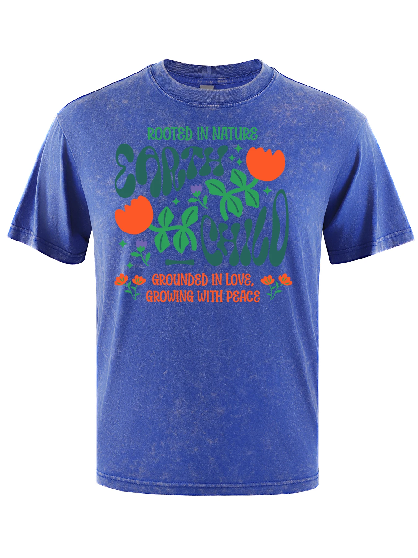 

Rooted In Nature Chilo Pattern Washed T Shirts Men Soft Tee O-Neck Trendy Tops Loose Comfortable Cotton Unisex Short Sleeve