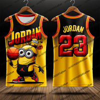 24/25 New Minions Special Edition Basketball Vest Jordan 23 Football Jerseys Mens Women Oversize Sleeveless TShirt Top Adult/Kid