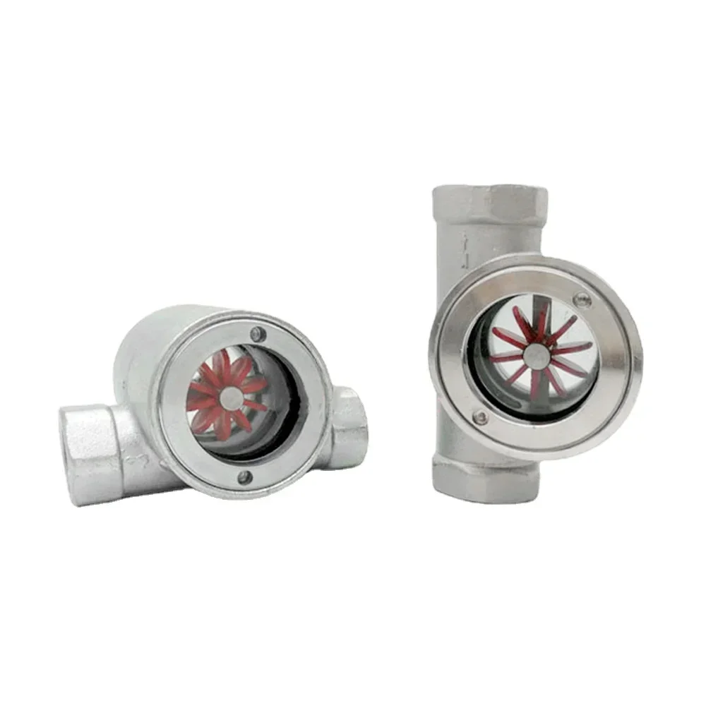 

1/4" 3/8" 1/2" 3/4" 1" - 2" BSPT NPT Female Window Sight Glass Flow Indicator With Impeller 304 Stainless Steel Water Oil