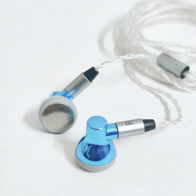 Słuchawki przewodowe LUN SHENG Yunling 14.2mm z płaską wtyczką, posrebrzany kabel, złącze MMCX, wymienny kabel.