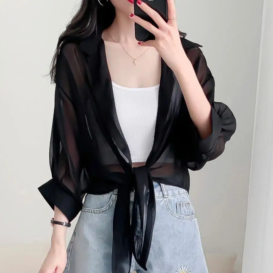 Sun-proof Shirts Women Summer S-3XL Simple Fashion Outerwear Thin Breathable Loose All-match Korean Style Ladies Femme Casual