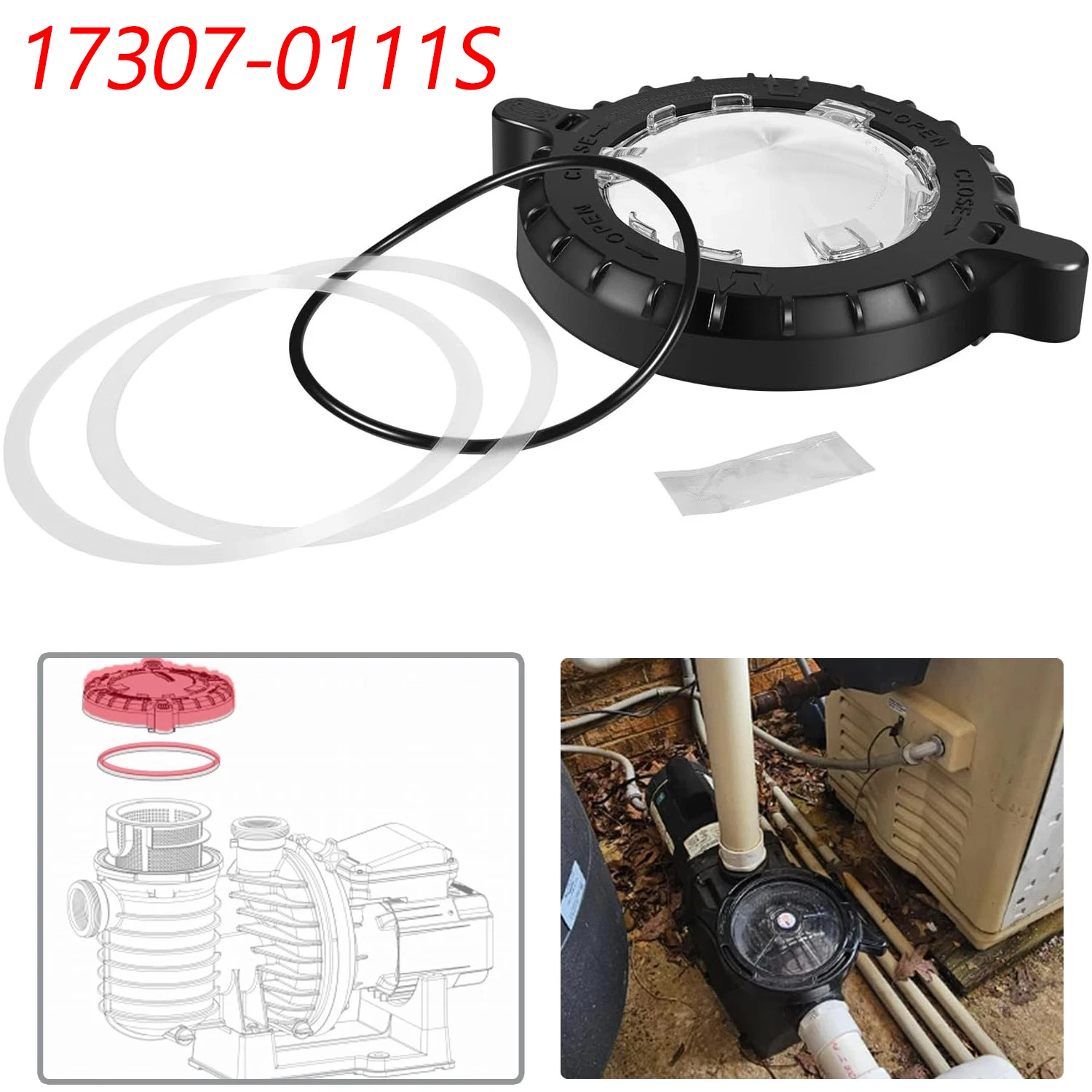 TML Replaces for Pentair Sta-Rite Trap Cover Assembly 17307-0111S | Replacement Pump Lid with O-Ring for Max-E-Pro, IntelliPro,