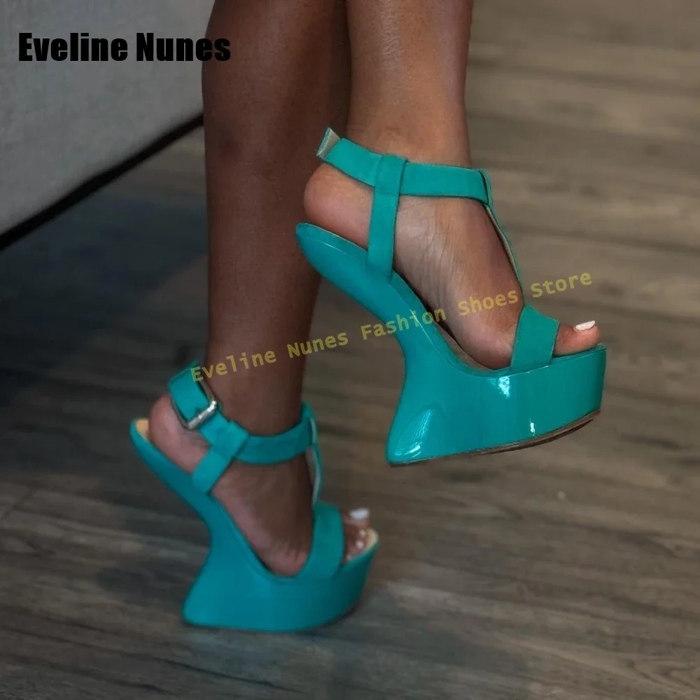 

T-Tied Ankle Strap Shallow Sexy Women High Heels Strange Style black Platform Sandals 2025 Summer new style Open Toe Solid Party