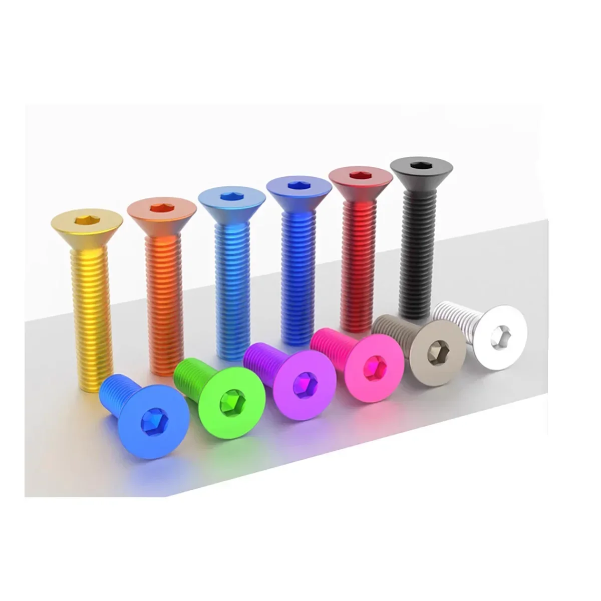 Ultra Light Aluminum Alloy Colored Oxidized Large Flat Head Countersunk Hexagonal Screw / Bolt M3M4