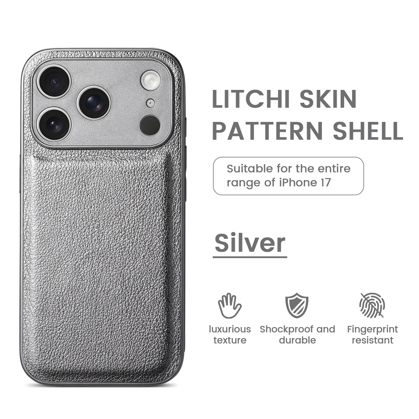 Premium Lychee Pattern Leather Case for iPhone 18 Pro 17PM 14 13 12 Protective Cover