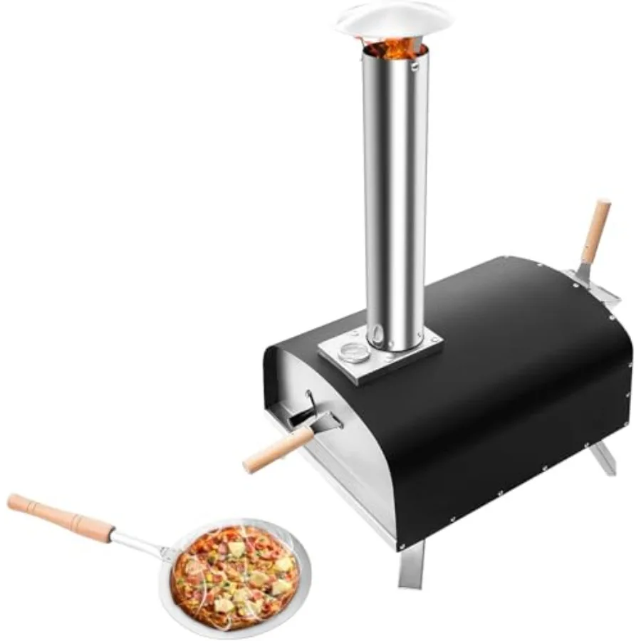

13-Inch Wood-Fired Outdoor Pizza Oven for Stone-Baked Pizzas with Wood Pellet Ignition Portable and Easy to Use Anywhere Includ