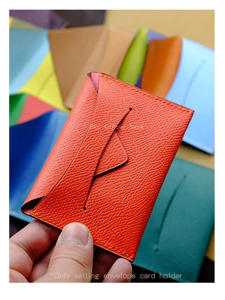 Envelope card package Holder Epsom Calfskin Full Handmade Waxed Saddle Stitch Travel Wallet，Travel Card Holder ，color blocking